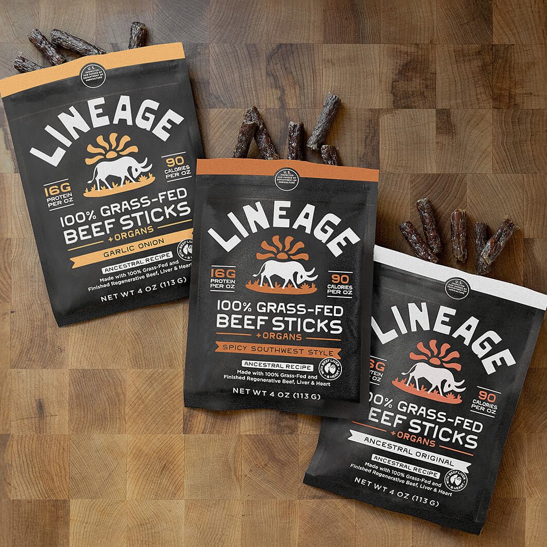 100% Grass-Fed Beef Sticks – Ancestral Recipe (Variety Pack)