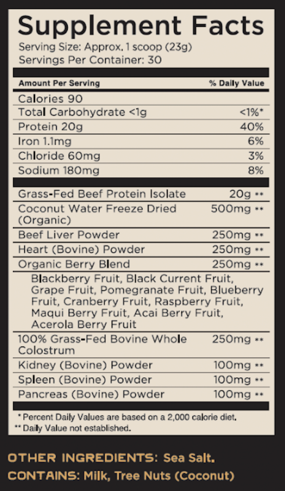 Animal-Based Complete: Grass-Fed Beef Protein, Organ, & Fruit Powder