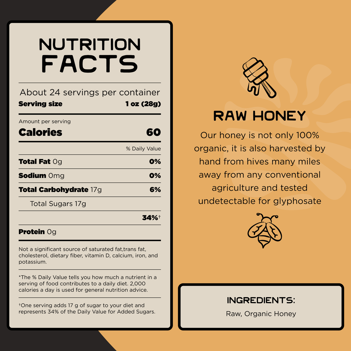 100% Raw Organic & Unfiltered Honey