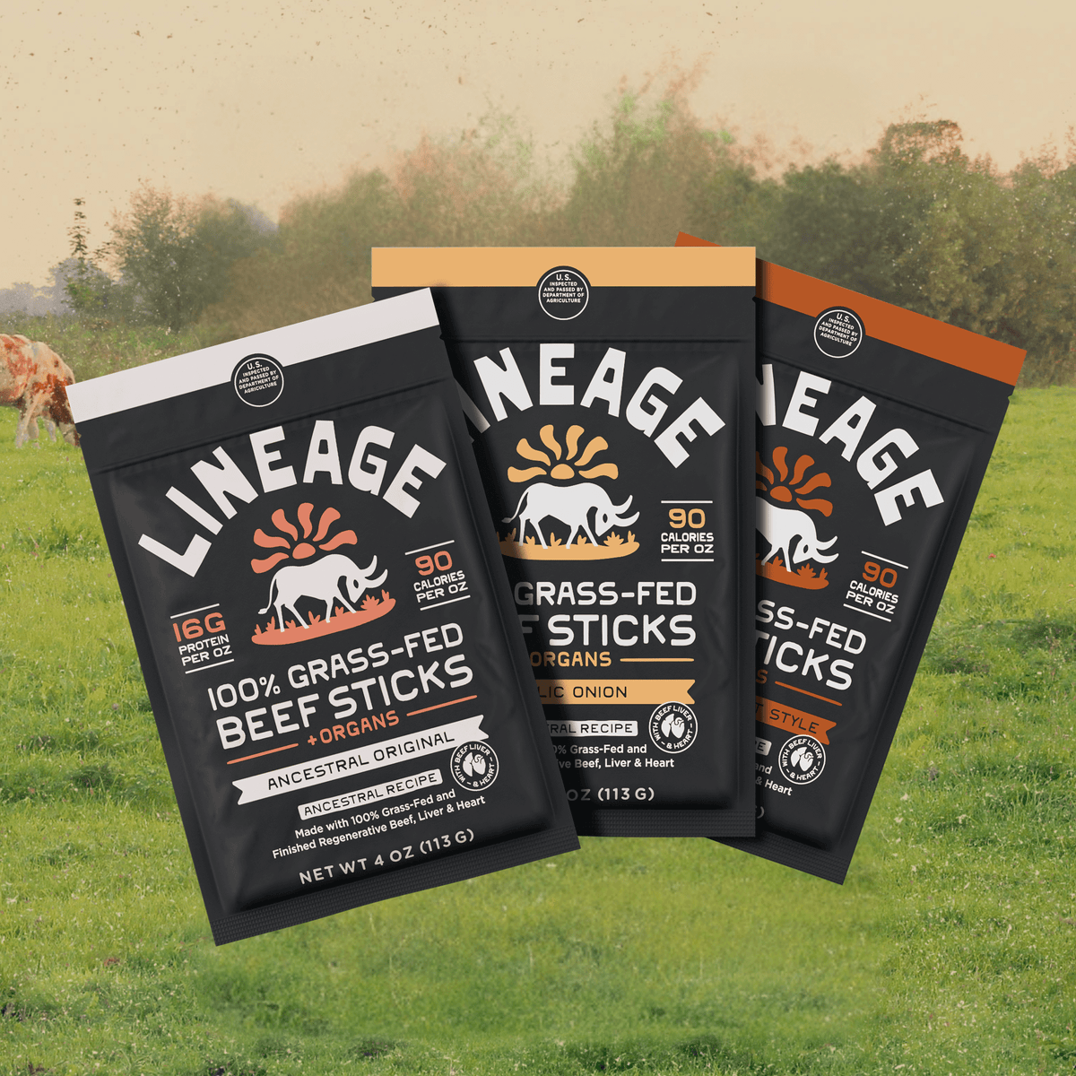 100% Grass-Fed Beef Sticks – Ancestral Recipe (Variety Pack)