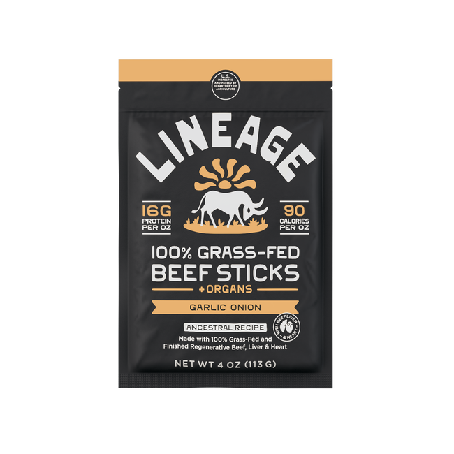 100% Grass-Fed Beef & Organ Meat Sticks – Ancestral Recipe, Garlic Onion