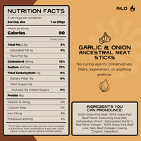 100% Grass-Fed Beef & Organ Meat Sticks – Ancestral Recipe, Garlic Onion