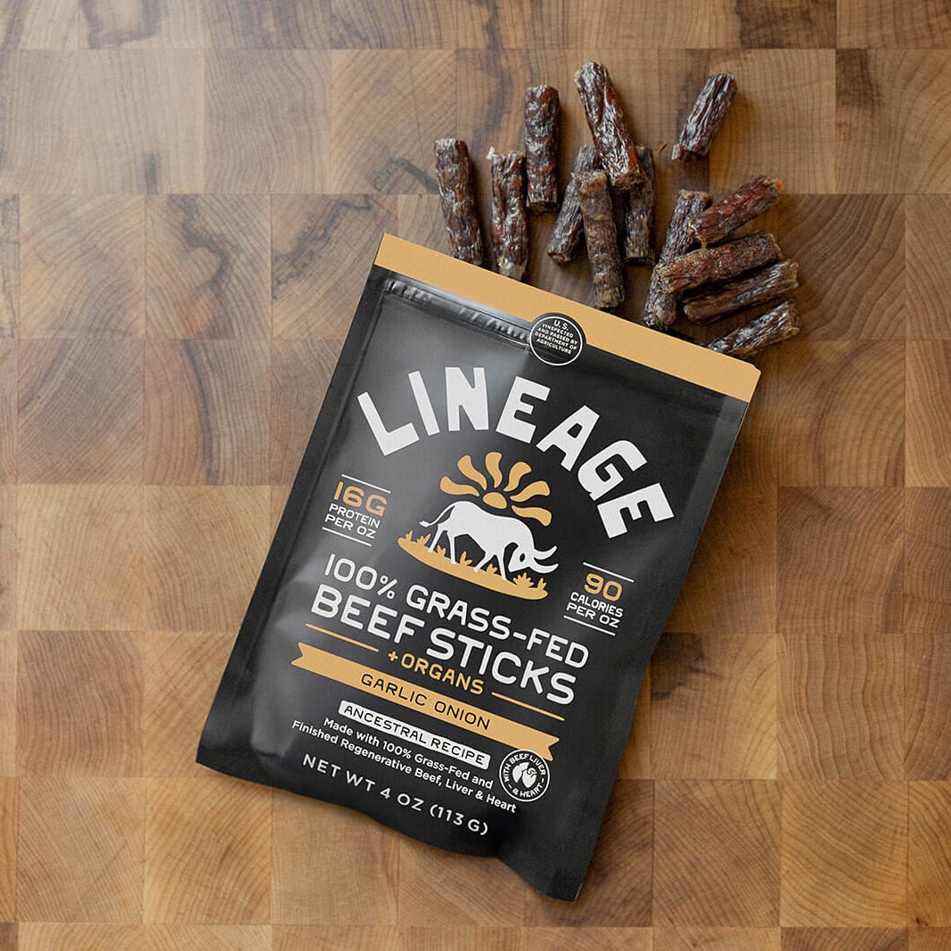 100% Grass-Fed Beef & Organ Meat Sticks – Ancestral Recipe, Garlic Onion