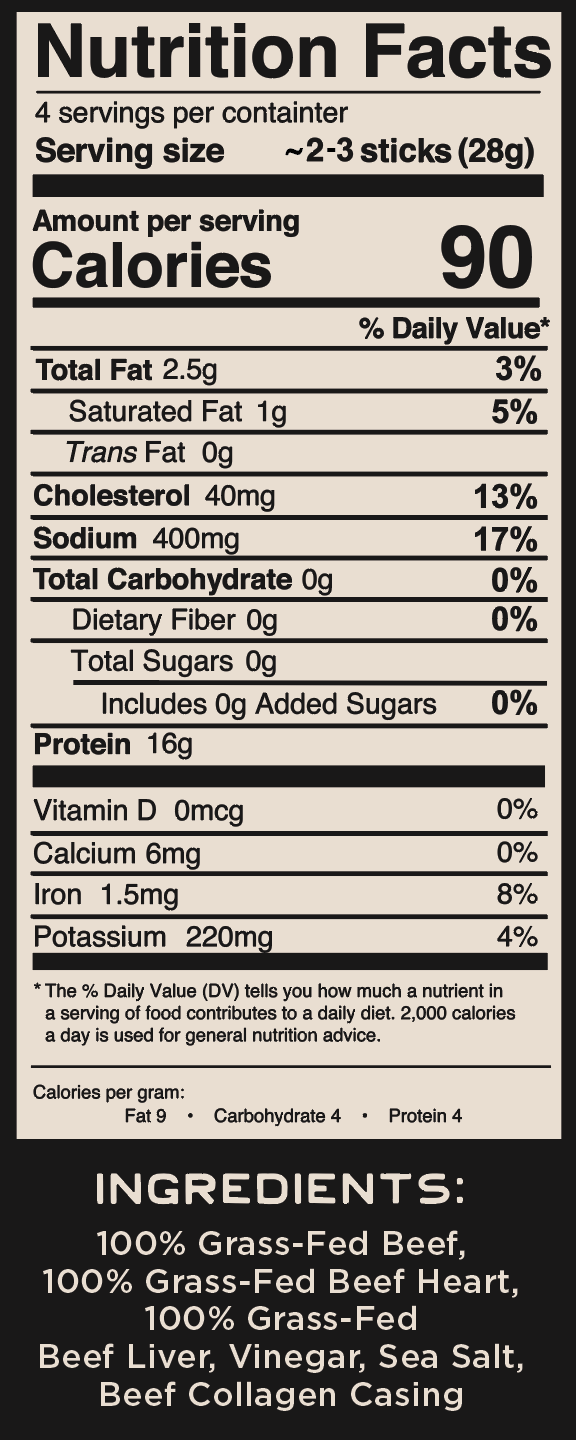100% Grass-Fed Beef Sticks (Classic) Sample Pack
