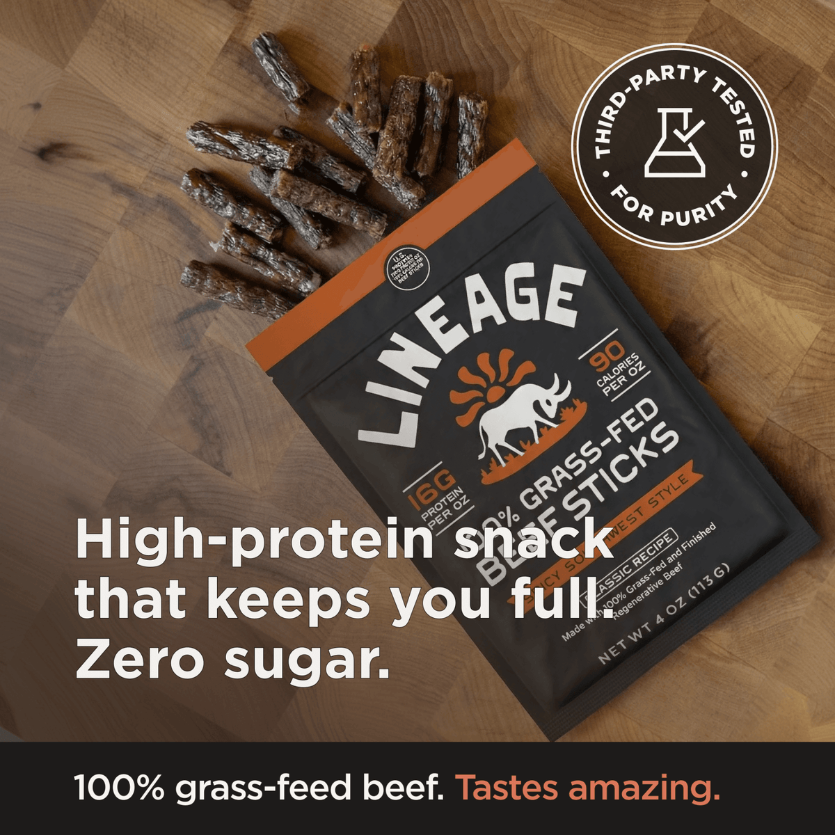 100% Grass-Fed Beef Sticks – Ancestral Recipe (Spicy Southwest)