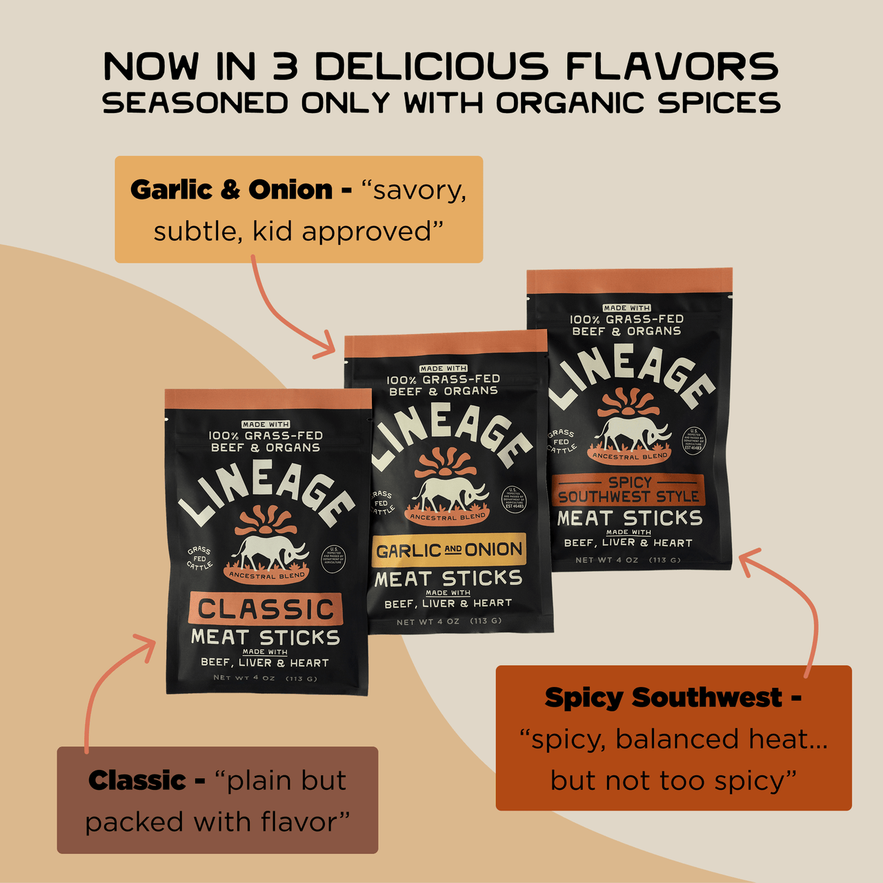 100% Grass-Fed Beef Sticks - Variety Pack